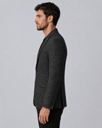 Men's Slim Fit Two-Button Blazer - Charcoal Textured Melange - Galonni