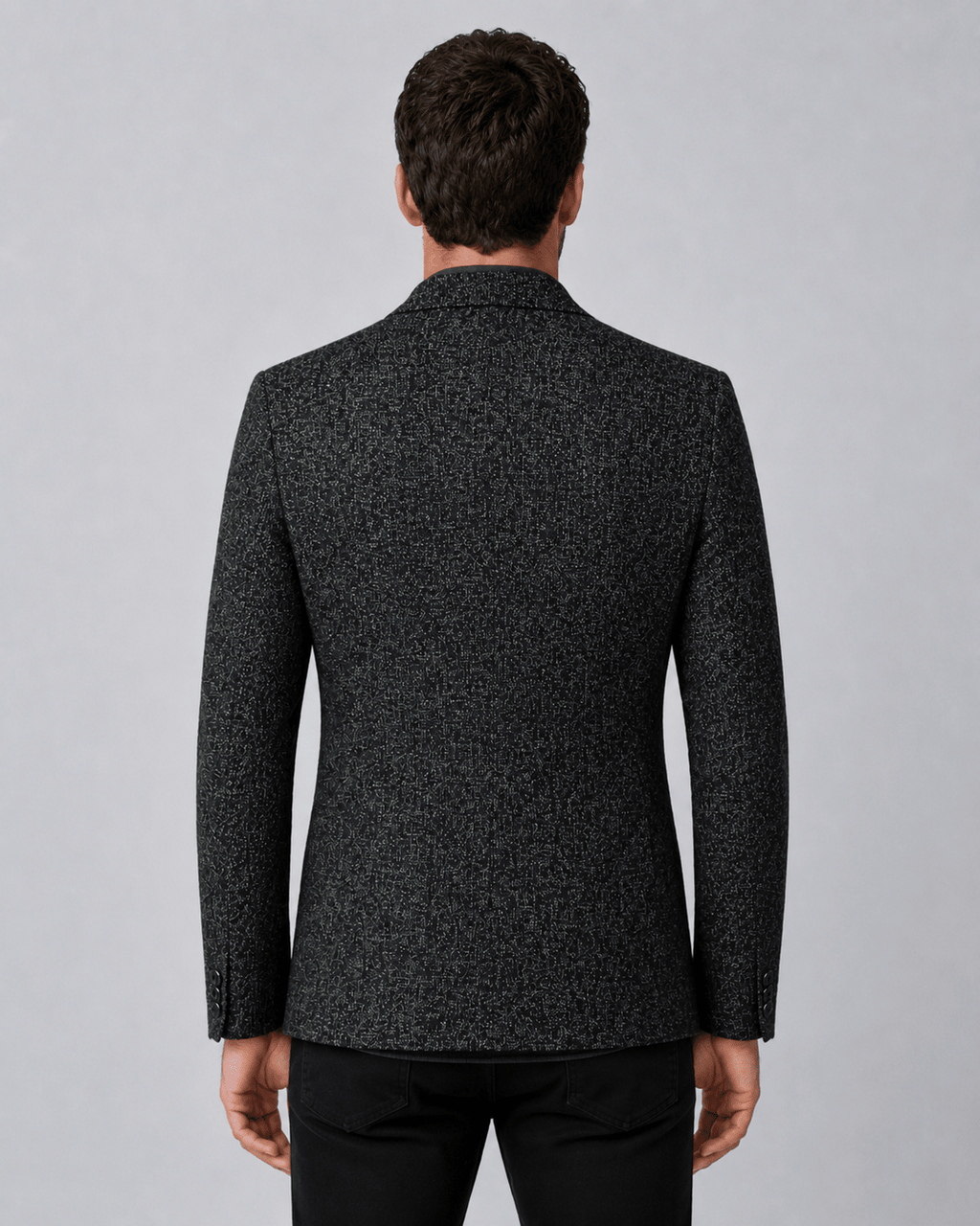 Men's Slim Fit Two-Button Blazer - Charcoal Textured Melange - Galonni
