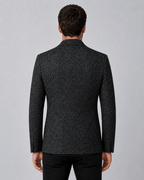 Men's Slim Fit Two-Button Blazer - Charcoal Textured Melange - Galonni