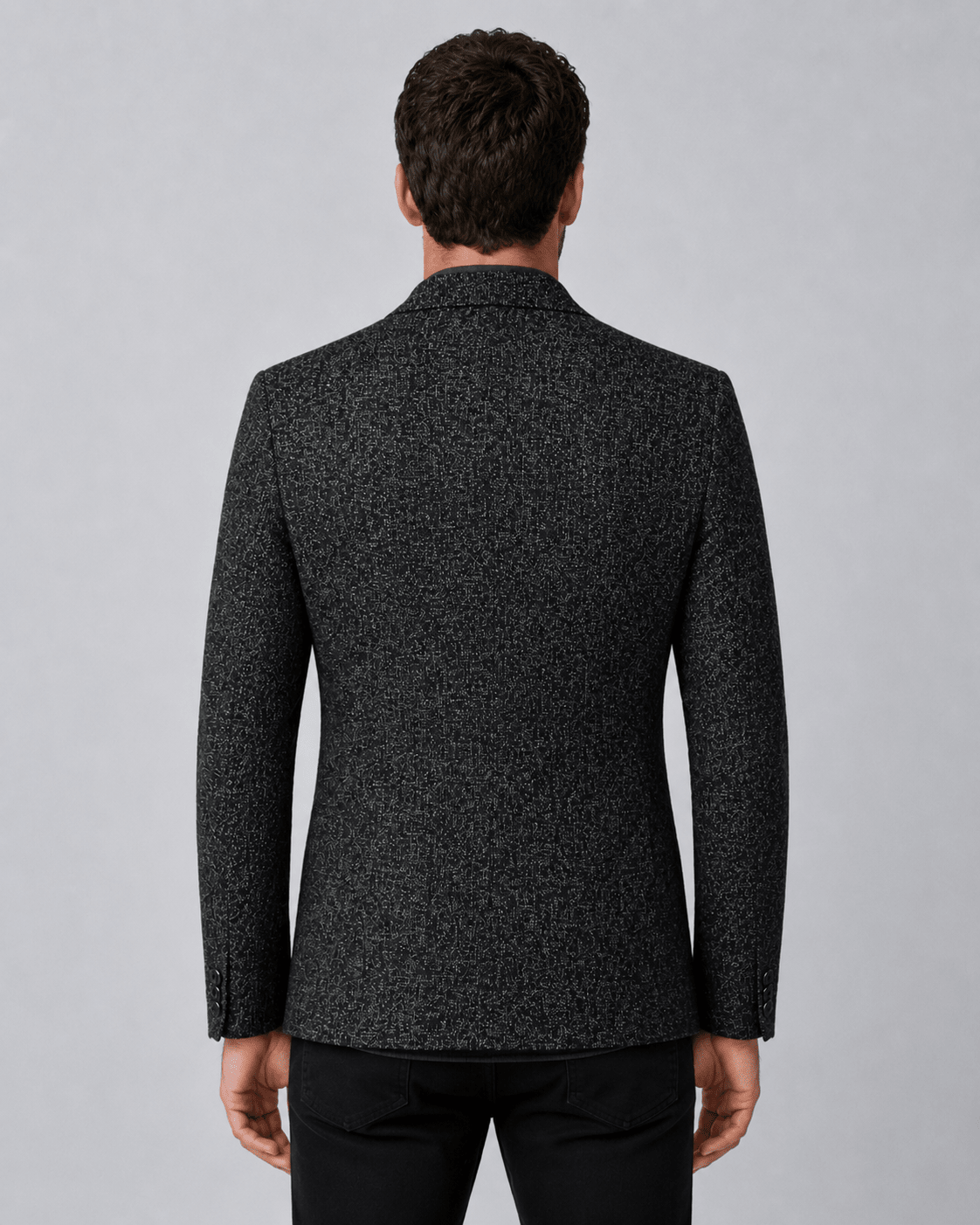 Men's Slim Fit Two-Button Blazer - Charcoal Textured Melange - Galonni