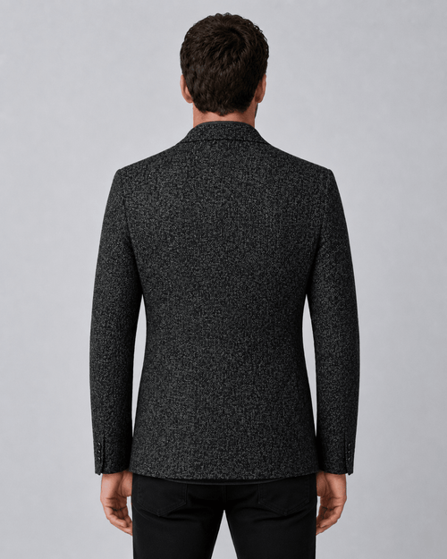 Men's Slim Fit Two-Button Blazer - Charcoal Textured Melange - Galonni