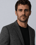Men's Slim Fit Two-Button Blazer - Charcoal Textured Melange - Galonni