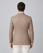 Men's Striped Blazer - Brown Beige Two-Button Slim Fit - Galonni